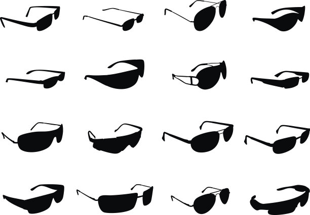 不同风格的太阳镜轮廓在白色的背面图片下载