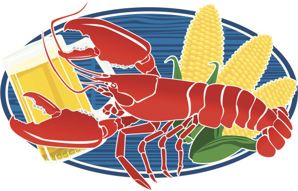 龙虾啤酒和玉米标志图片下载