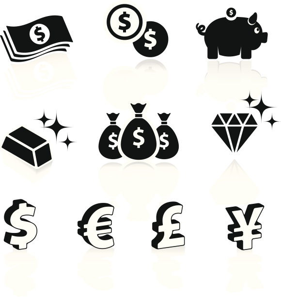 金钱和财富版税免费矢量图标集图片下载