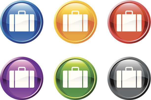 行李/手提箱图标/按钮设置在6种颜色图片下载