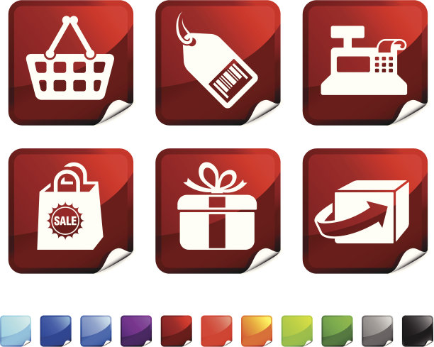 商业版税免费矢量图标设置贴纸图片下载