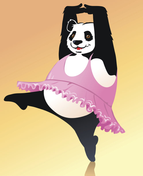 身着粉色芭蕾舞裙的大熊猫芭蕾舞演员图片下载