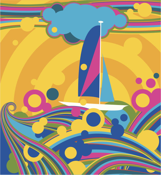 帆船彩色海报图片下载