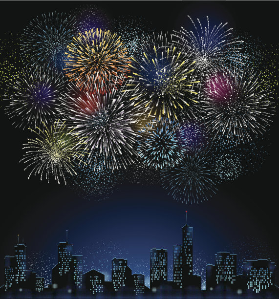 城市天际线焰火素材图片