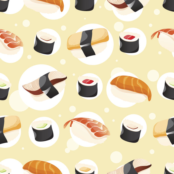 无缝模式与不同的寿司图片下载