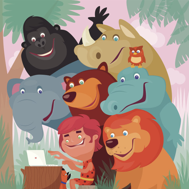 孩子和野生动物图片下载