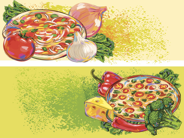 美味的披萨背景/横幅图片下载