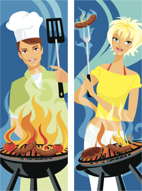 男女烧烤横幅图片下载