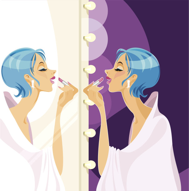 在镜子前化妆图片下载