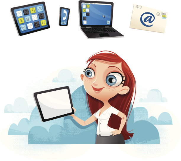 性感女孩与平板电脑-在云!图片下载