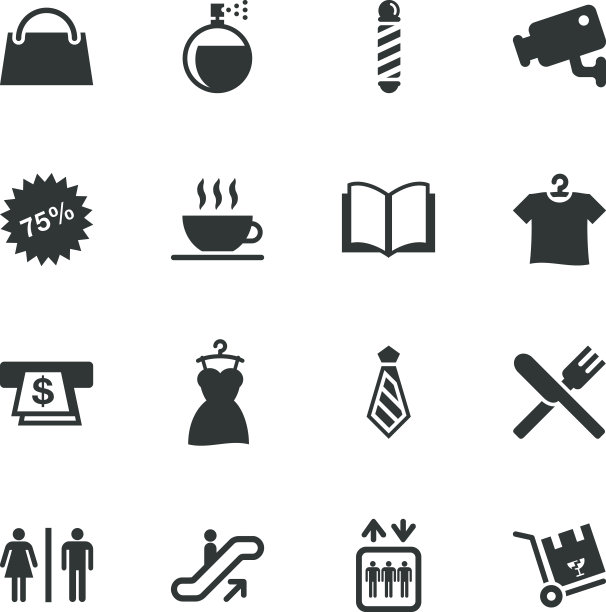 商场剪影及图标图片下载