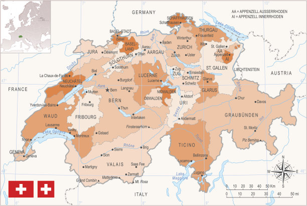 瑞士地图图片下载