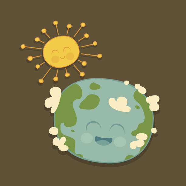 快乐的地球和太阳字符图片下载