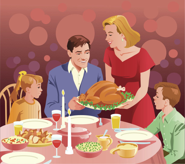 感恩节晚餐全家快乐图片下载