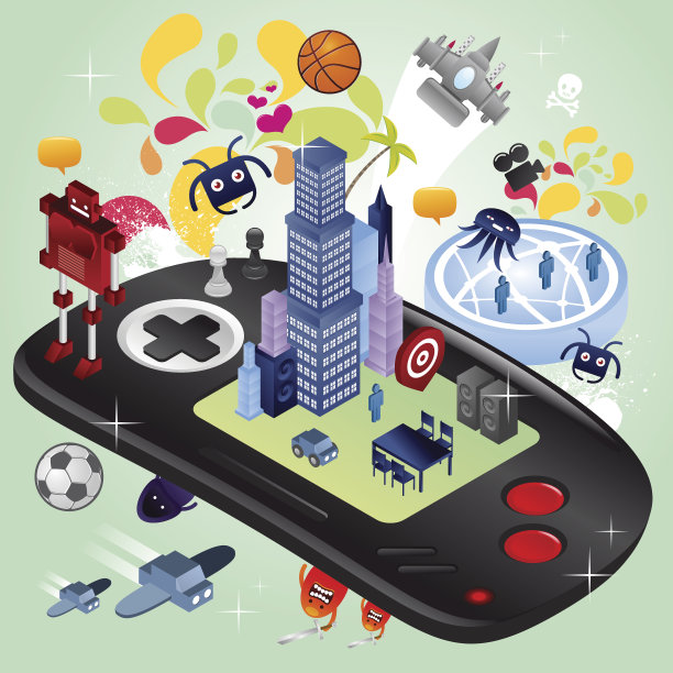 等距便携式控制台城镇和混乱图片下载