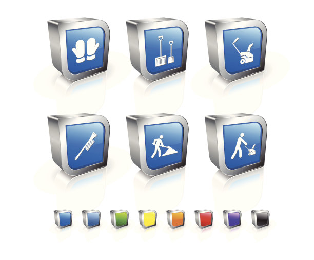 雪风暴余波3D矢量图标设置与金属边缘图片下载