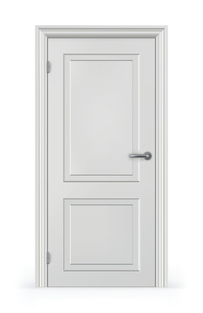 一个关闭的白色门的正面视图图片下载