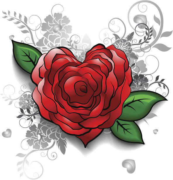 猩红色玫瑰和花卉图案图片下载