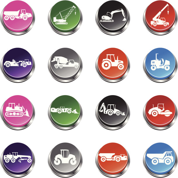 道路建设车辆图标- 3D按钮系列图片下载