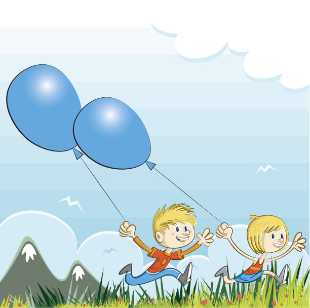 男孩和女孩奔向大自然图片下载