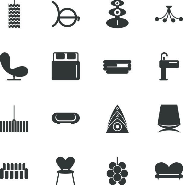 家庭和装饰剪影图标|设置2图片下载