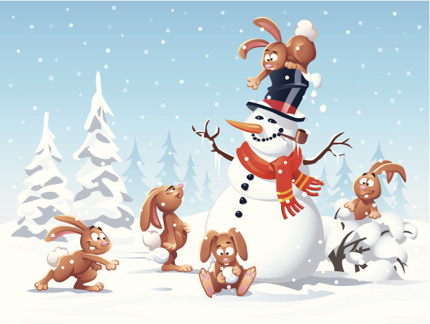 雪人和兔子图片下载