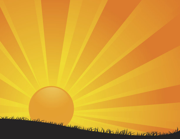 日出卡通在几个黄色调图片下载