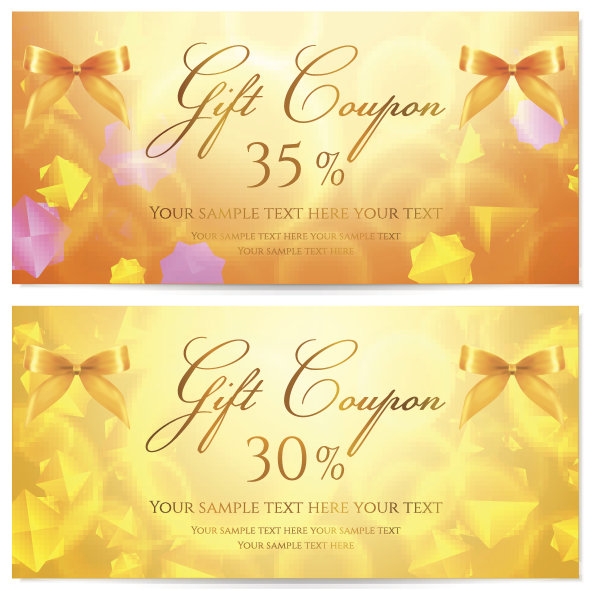 礼品券/礼券模板，有星星背景和蝴蝶结(缎带)图片下载