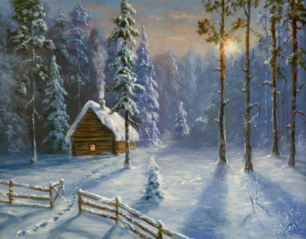 冬天的小屋图片下载