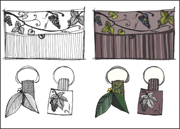 袋葡萄叶和葡萄图片下载