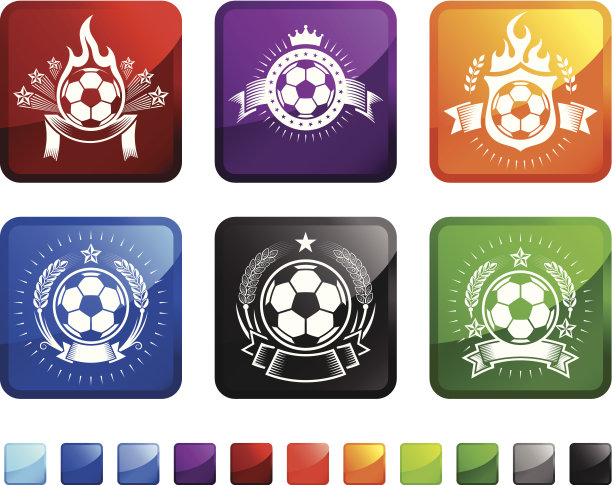 足球徽章版税免费矢量图标设置贴纸图片下载