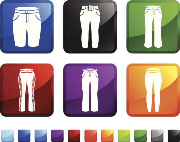 女人的裤子和服装版税免费矢量图标设置贴纸图片下载