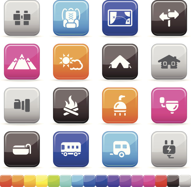 露营和旅行按钮设置16种颜色|丝质系列图片下载