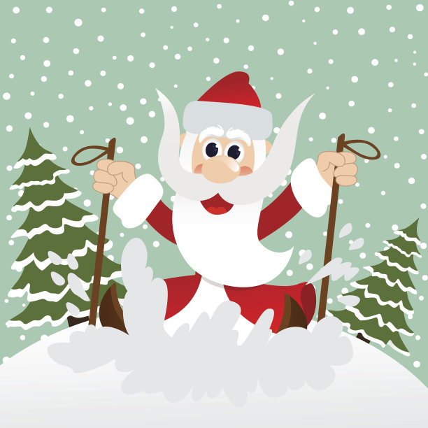 圣诞老人在滑雪图片下载