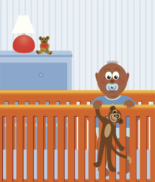 婴儿床里的小男孩图片下载