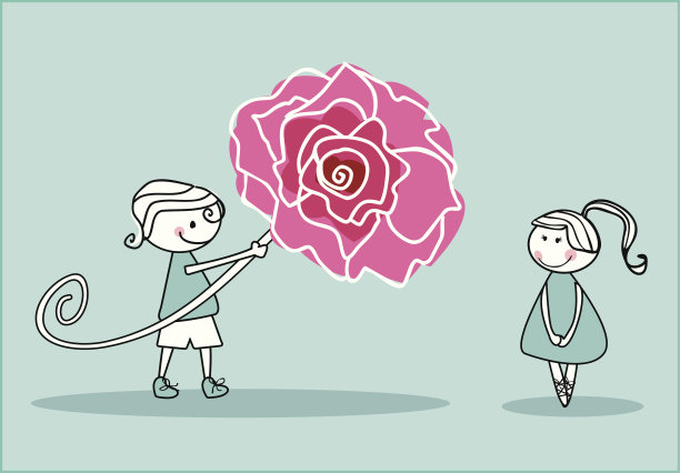 拿着大玫瑰的男孩图片下载