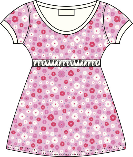 可爱的花图案夏季连衣裙模板图片下载