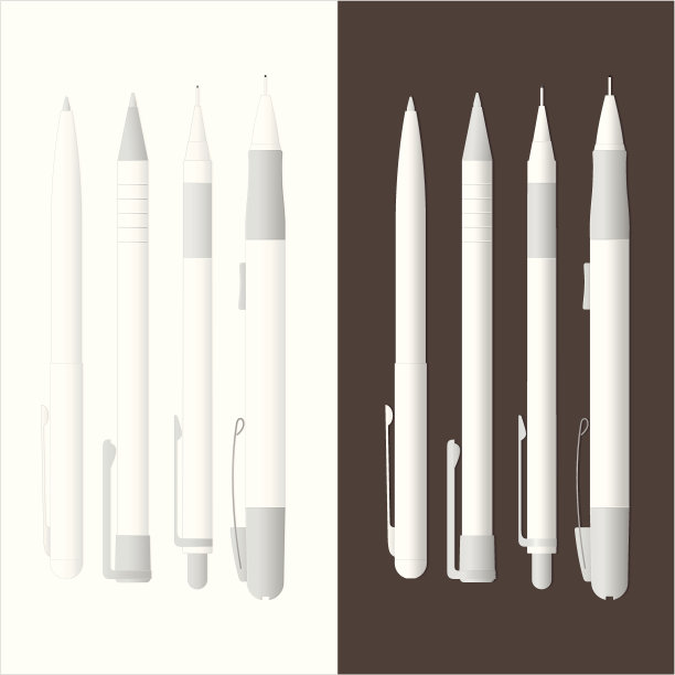 详细的白色钢笔和机械铅笔图片下载