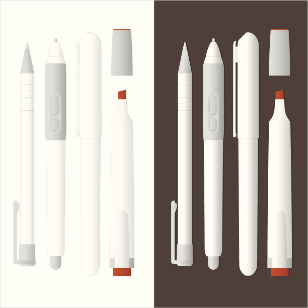 详细的白色平板数码笔和荧光笔图片下载