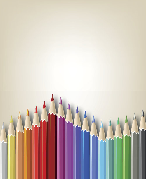 彩色铅笔在书页上一字排开图片下载