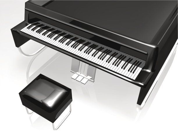 带椅子的音乐会三角钢琴图片下载
