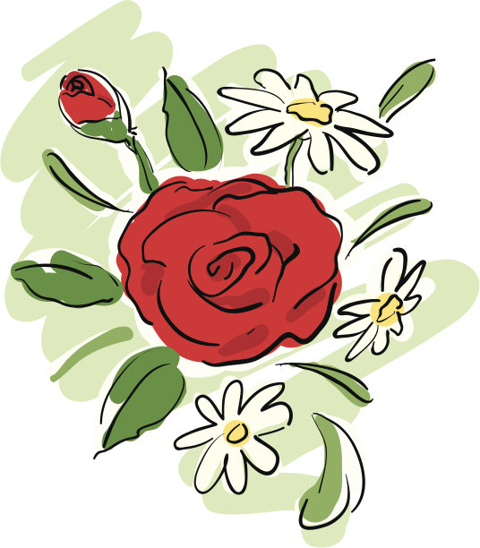 玫瑰和雏菊花束图片下载