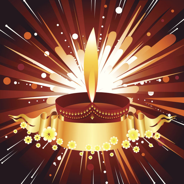 美丽的排灯节油灯在明亮的背景图片下载