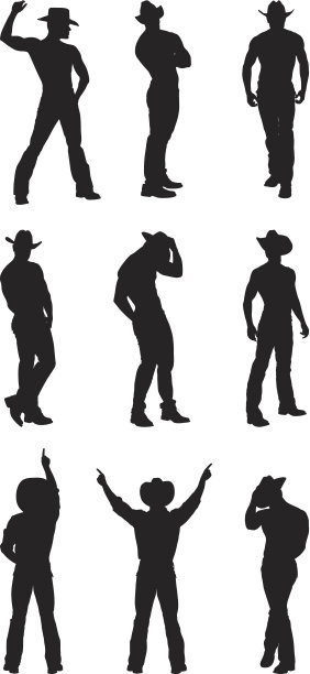 肌肉牛仔的剪影图片下载