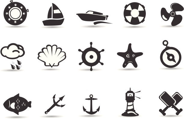可移动的航海和海洋图标集图片下载