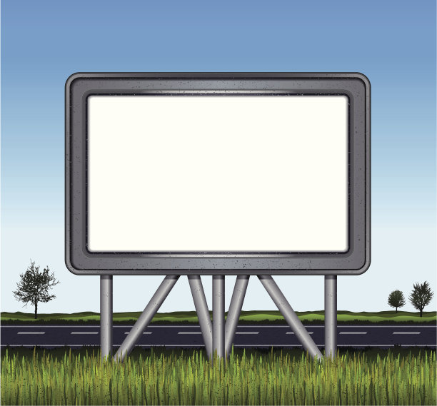 金属广告牌和道路日光图片下载