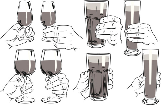 手持各种酒杯图片下载