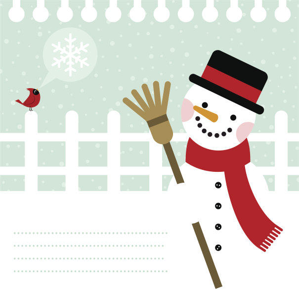 雪人和鸟背景/冬天的寒冷和雪图片下载