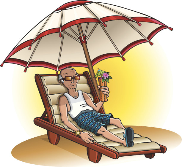 老年人在海滩上图片下载