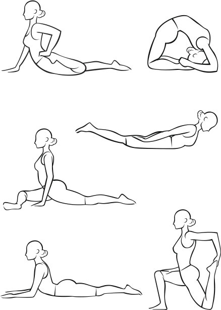 程式化的瑜伽插图-弯曲图片下载